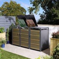 Rowlinsons Chelsea Triple Bin Store - Steel - L81 x W200.5 x H116.5 cm in Grey