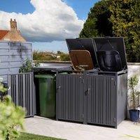 Rowlinsons Wimbledon Triple Bin Store - Steel - L81 x W200.5 x H116.5 cm in Grey