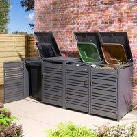 Rowlinsons Chelsea Quadruple Bin Store - Steel - L81 x W265 x H116.5 cm in Grey