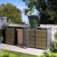 Rowlinsons Chelsea Quadruple Bin Store - Steel - L81 x W265 x H116.5 cm in Grey