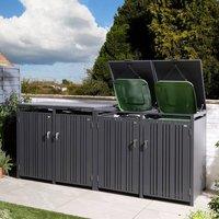 Rowlinsons Wimbledon Quadruple Bin Store - Steel - L81 x W265 x H116.5 cm in Grey