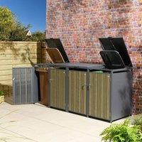 Rowlinsons Wimbledon Quadruple Bin Store - Steel - L81 x W265 x H116.5 cm in Grey