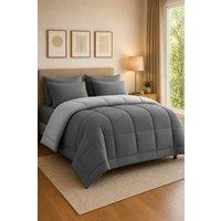 Grace Coverless 2 Tone Reversible Duvet 10.5 Tog in Grey | Size: Single