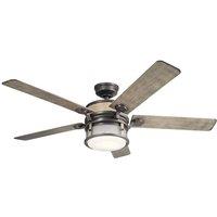 Netlighting Kichler Ahrendale Ceiling Fan Anvil Iron 152cm IP44 LED Remote in Grey