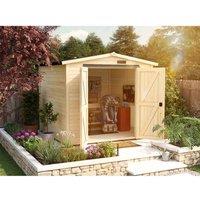 Dunster House Tubby Log Cabin Work Shed 8x8 ft (2.4x2.4m) with Superfelt Roof in Natural | Size: 2m x 2m