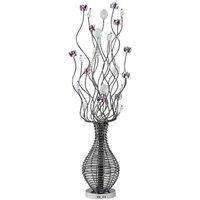 Netlighting (DH) Viola Floor Lamp Black Purple Chrome Crystal 7 Light G4 in Grey