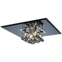 Netlighting Starda Flush Ceiling Chrome 8 Light G9 Smoked Mirror Crystal in Grey