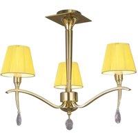 Netlighting Siena Semi Flush Round Brass 3 Light E14 Amber Cream Shades in Yellow