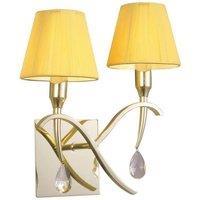 Netlighting Siena Wall Lamp Brass 2 Light E14 Amber Cream Shades Crystal in Yellow