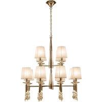 Netlighting Tiffany Pendant French Gold 2 Tier 24 Light E14+G9 Cream Shades