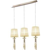 Netlighting Tiffany Linear Pendant French Gold 6 Light E27+G9 Cream Shades Crystal