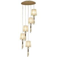 Netlighting Tiffany Pendant French Gold 10 Light E27+G9 Spiral Cream Shades