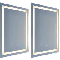 First Choice Lighting Set of 2 Stewart - LED Bathroom Mirrors 80 x 60cm Touch Operated in Clear | Size: 80 x 60 cm