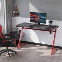 HOMCOM Gaming Desk with Gamepad Holder Cup Holder Headphone Hook in Black