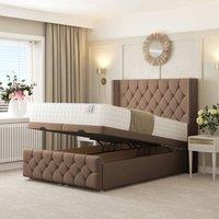 Bed Choices Deluxe Ottoman Upholstered Divan Bed with 54 Headboard in Taupe | Size: Super King