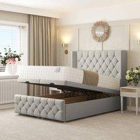 Bed Choices Deluxe Ottoman Upholstered Divan Bed with 54 Headboard in Silver | Size: King