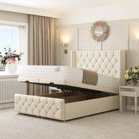 Bed Choices Deluxe Ottoman Upholstered Divan Bed with 54 Headboard in Cream | Size: Small Double
