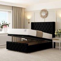 Bed Choices Deluxe Ottoman Upholstered Divan Bed with 54 Headboard in Black | Size: Super King