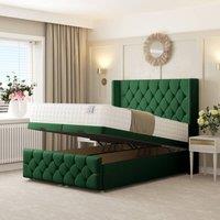 Bed Choices Deluxe Ottoman Upholstered Divan Bed with 54 Headboard in Green | Size: Super King