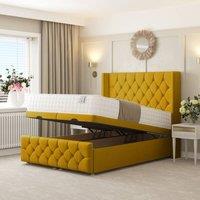 Bed Choices Deluxe Ottoman Upholstered Divan Bed with 54 Headboard in Mustard | Size: Double