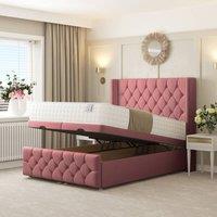 Bed Choices Deluxe Ottoman Upholstered Divan Bed with 54 Headboard in Pink | Size: King