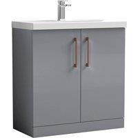 Balterley Contemporary Bathroom Floor 2-Door Vanity Unit Basin, Grey, 800mm in Grey
