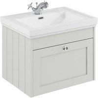 Balterley 600mm Wall Hung 1 Drawer Unit & Classic Basin 1 Tap Hole - Satin White