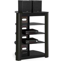 Centurion Supports ZINNIA 5-Shelf Flat Screen TV/Hi-Fi/AV Rack Glass Multimedia Stand in Black