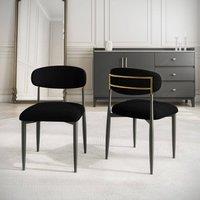 Modish Furnishing Azure Black Chenille With Gold Dining Chair Set Of 2