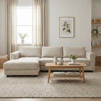 Abakus Direct Kaizer Corner Sofa with Bubble Fabric Left Facing in Beige