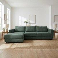 Abakus Direct Kaizer Corner Sofa with Bubble Fabric Left Facing in Dark Green