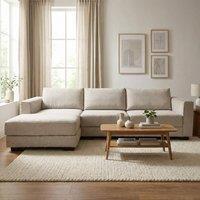 Abakus Direct Kaizer Corner Sofa with Bubble Fabric Left Facing in Light Brown
