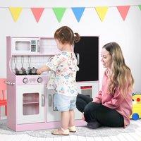 AIYAPLAY Play Kitchen, Pretend Toy Kitchen with Toy Phone, Chalkboard in Pink | Size: 1 Pack