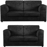 SOFASELECTION UK Jumbo Cord High Back 3+2 Seater Sofa Set in Black | Size: 5 Pack