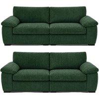 SOFASELECTION UK Amalfi 3+2 Seater Sofa Set in Green Fabric | Size: 5 Pack
