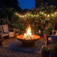 Nicoman Outdoor Pre Rusted Metal Fire Pit in Rust 70cm in Bronze