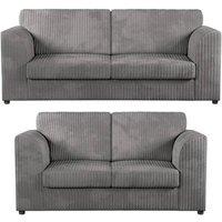 Bliss Furniture Jumbo Cord High Back 3+2 Seater Sofa Set in Grey | Size: 5 Pack