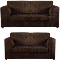 Bliss Furniture Jumbo Cord High Back 3+2 Seater Sofa Set in Brown | Size: 5 Pack