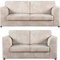 Bliss Furniture Jumbo Cord High Back 3+2 Seater Sofa Set in Cream | Size: 5 Pack