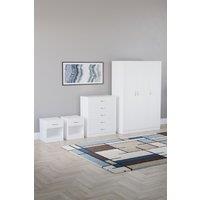 Home Discount Vida Designs 4Pc Bedroom Set 2xBedside Chest, 4 Drawer Chest, Wardrobe in White