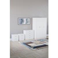 Home Discount Vida Designs 4Pc Bedroom Set 2xBedside, 4 Drawer Chest, 3 Dr Wardrobe in White