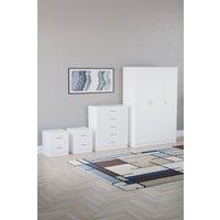 Home Discount Vida Designs 4Pc Bedroom Set 2xBedside Chest, 5 Drawer Chest, Wardrobe in White