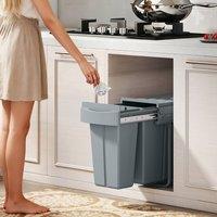 HOMCOM Under-Sink Kitchen Trash Bin, 2 Removable Recycling Containers, Grey