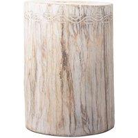 KDMD Tribal Stool / Table - Albasia - Whitewash in White