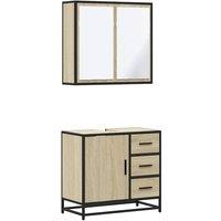 Berkfield Home 2 Piece Bathroom Furniture Set Sonoma Oak Engineered Wood in Light Tan