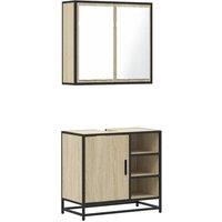 Berkfield Home 2 Piece Bathroom Furniture Set Sonoma Oak Engineered Wood in Brown