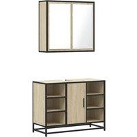 Berkfield Home 2 Piece Bathroom Furniture Set Sonoma Oak Engineered Wood in Brown