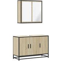 Berkfield Home 2 Piece Bathroom Furniture Set Sonoma Oak Engineered Wood in Brown