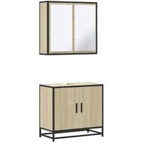 Berkfield Home 2 Piece Bathroom Furniture Set Sonoma Oak Engineered Wood in Brown