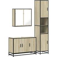 Berkfield Home 3 Piece Bathroom Furniture Set Sonoma Oak Engineered Wood in Light Brown